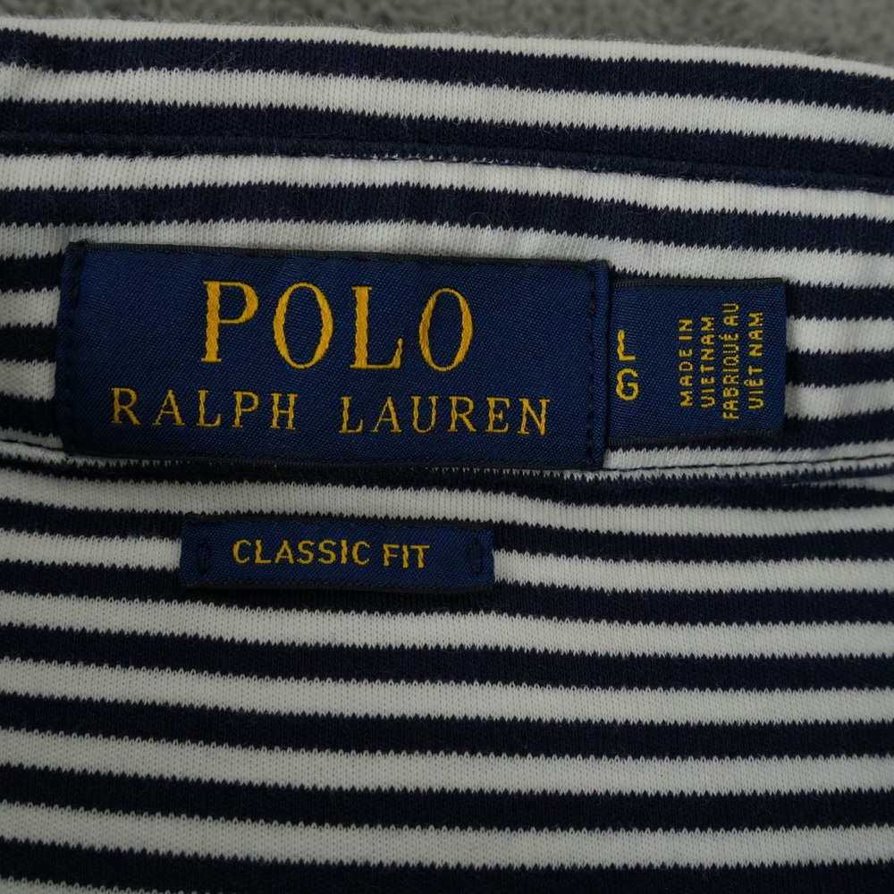 Polo Ralph Lauren Polo Shirt Men Large Blue White Striped Classic Fit Cotton - Picture 5 of 8